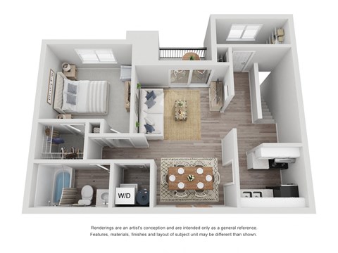 Floor plan for 1 bed, 1 bath, 870 sqft